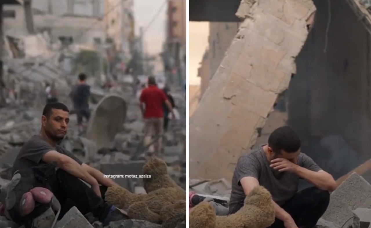 Heartmoving footage from the Gaza Strip. A Palestinian lost everything he had
