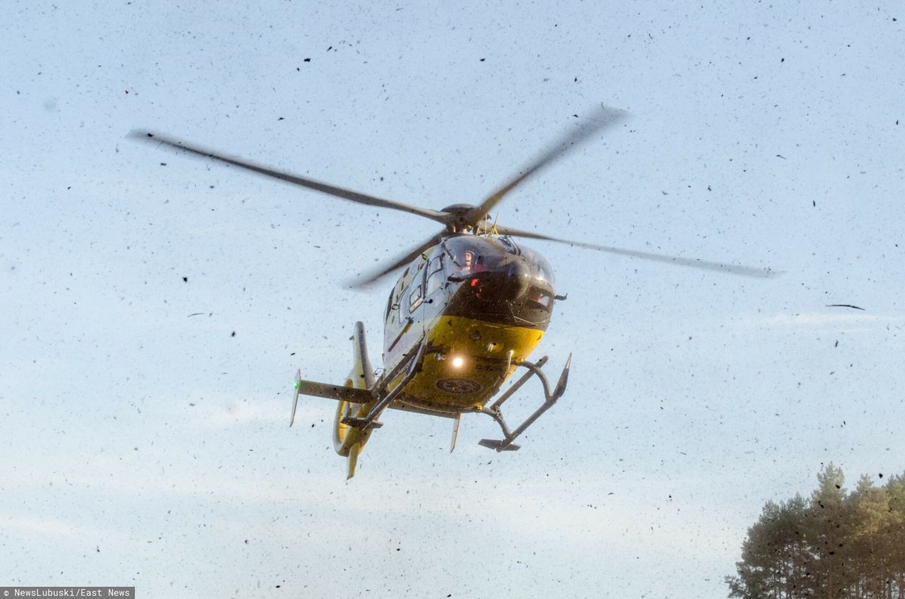 Wypadek na A1. Lądował śmigłowiec LPR 