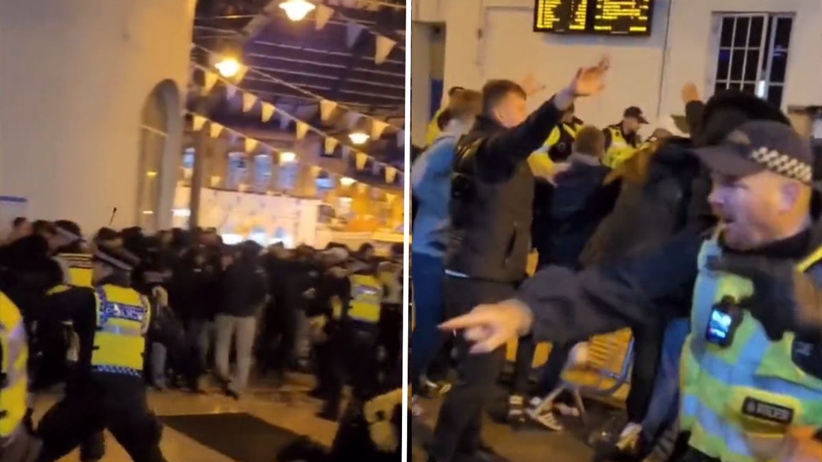 Starcie kiboli z policją przed meczem Brighton - Ajax