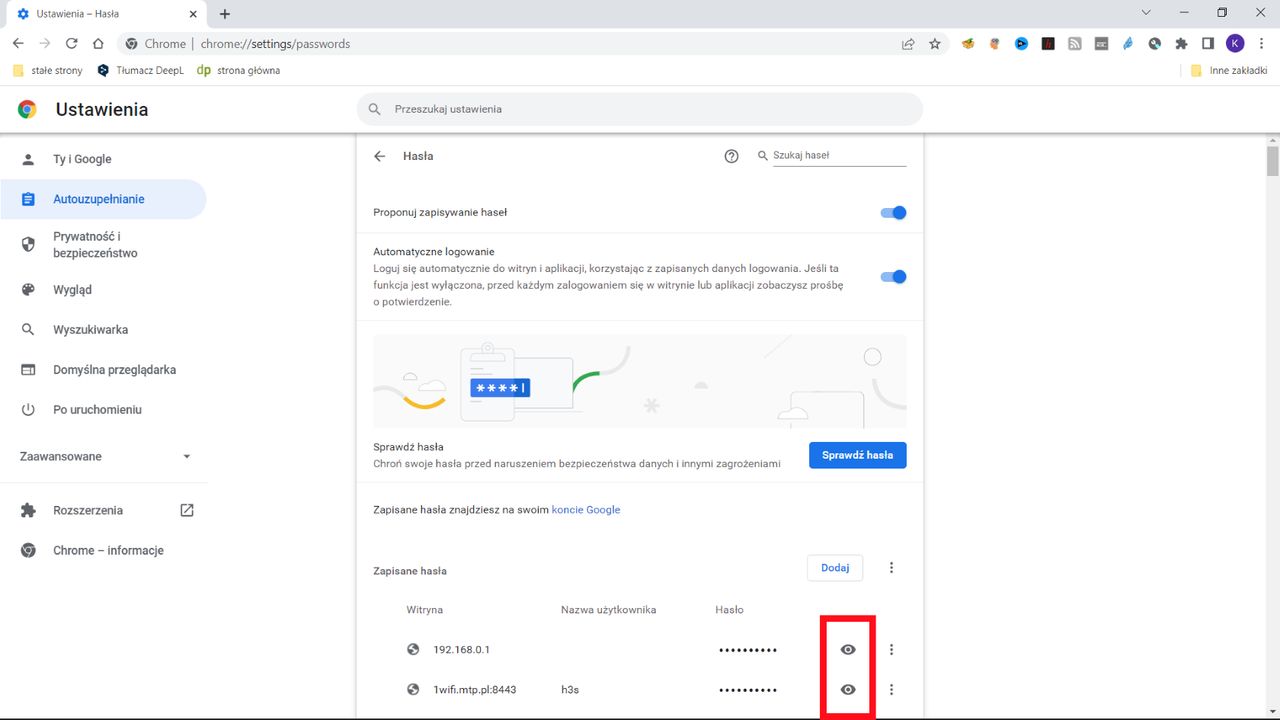 Google Chrome: hasła zapisane w przeglądarce