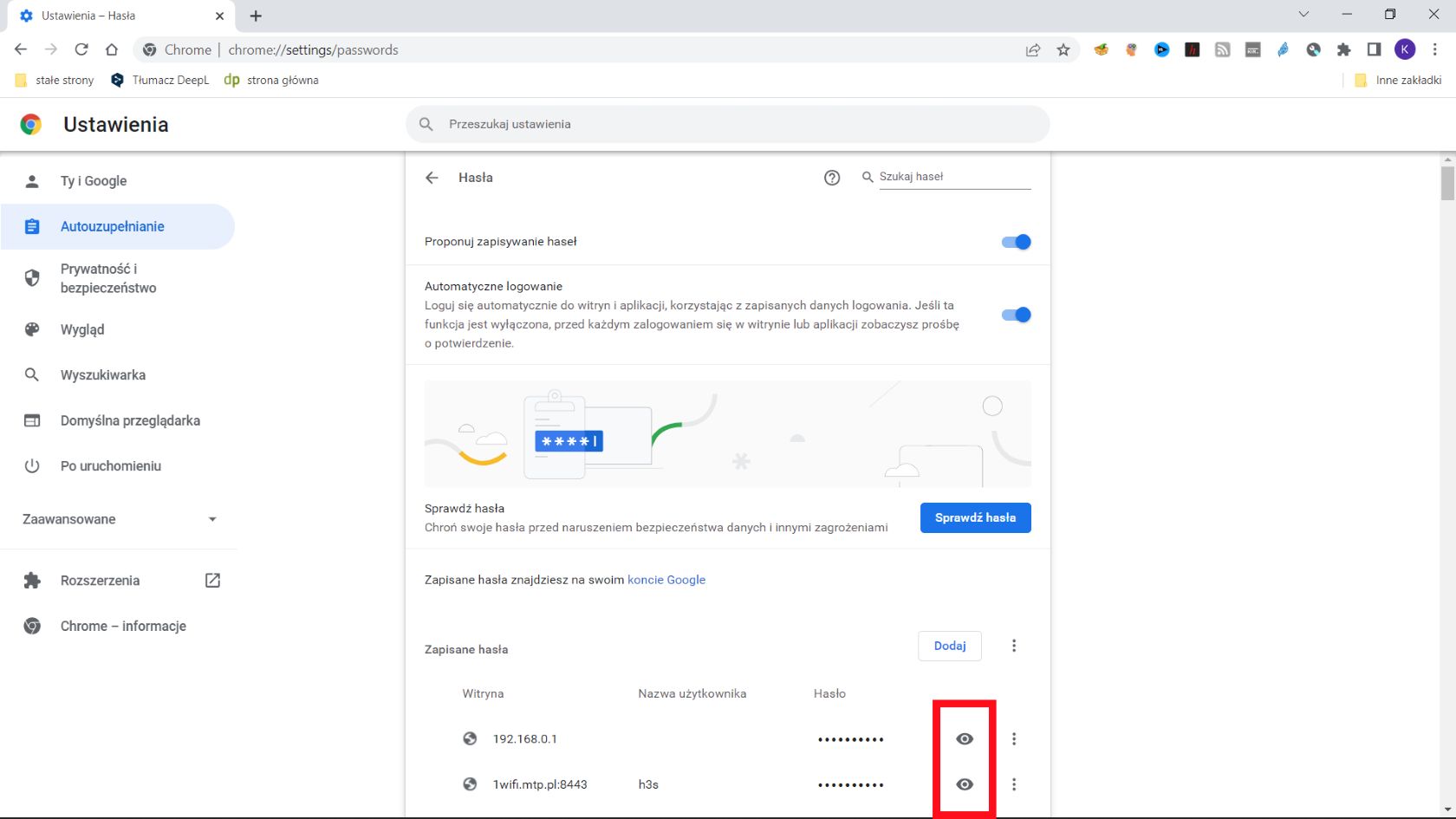Google Chrome: hasła zapisane w przeglądarce