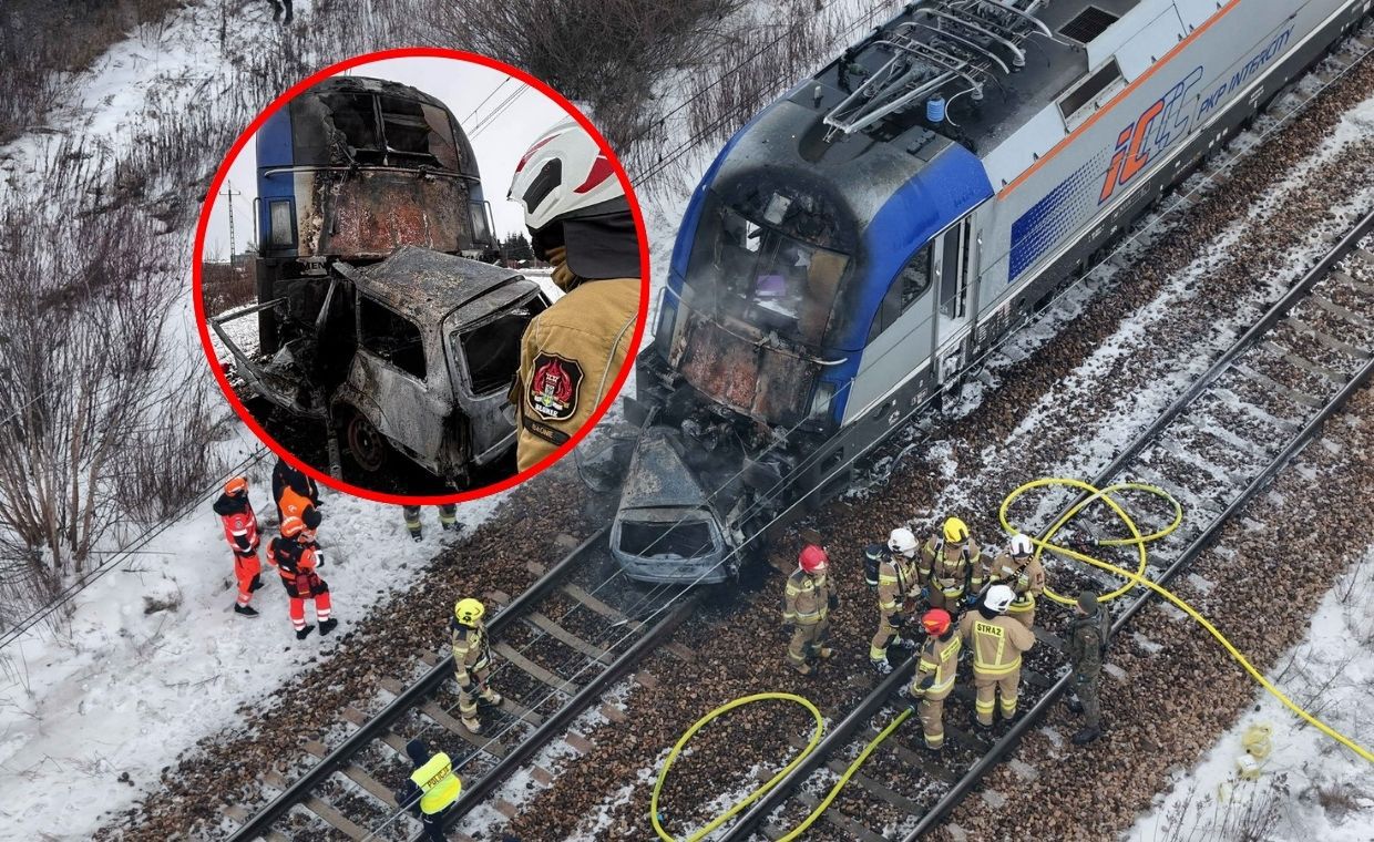 wiadomości,aktualności,WP Wiadomości Dwa pociągi uderzyły w samochód. Paraliż na kolei, dramatyczne zdjęcia