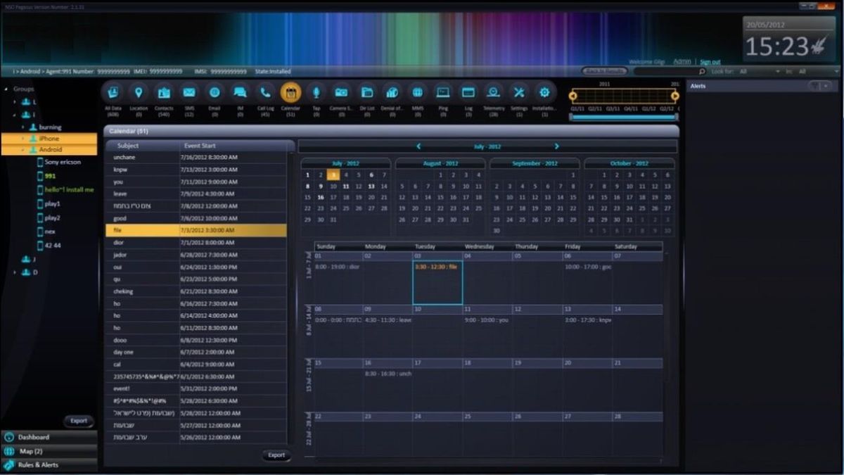 Interfejs oprogramowania szpiegowskiego Pegasus