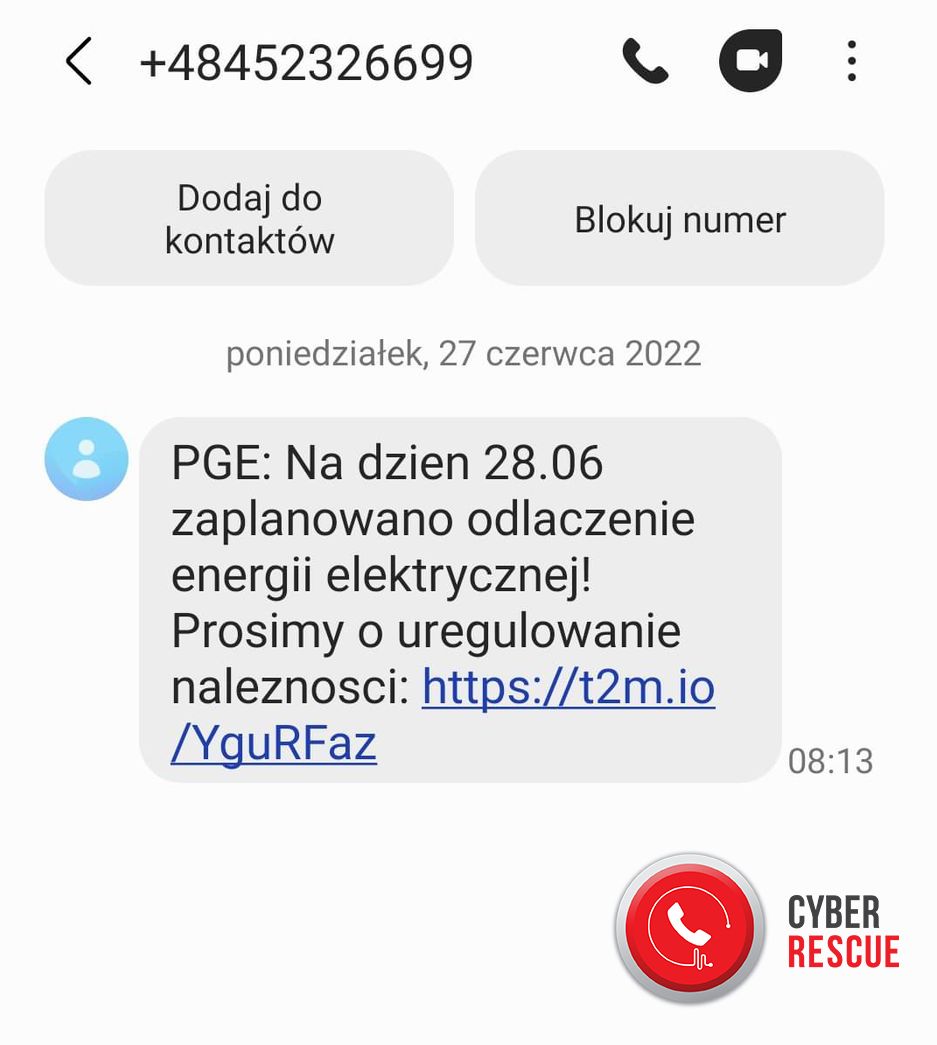 Oszustwo na PGE. Wiadomości wysyłane w czerwcu