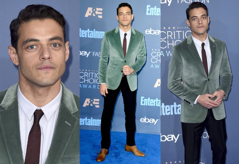 Rami Malek w marynarce Burberry i butach Christian Louboutin na gali Critics' Choice Awards