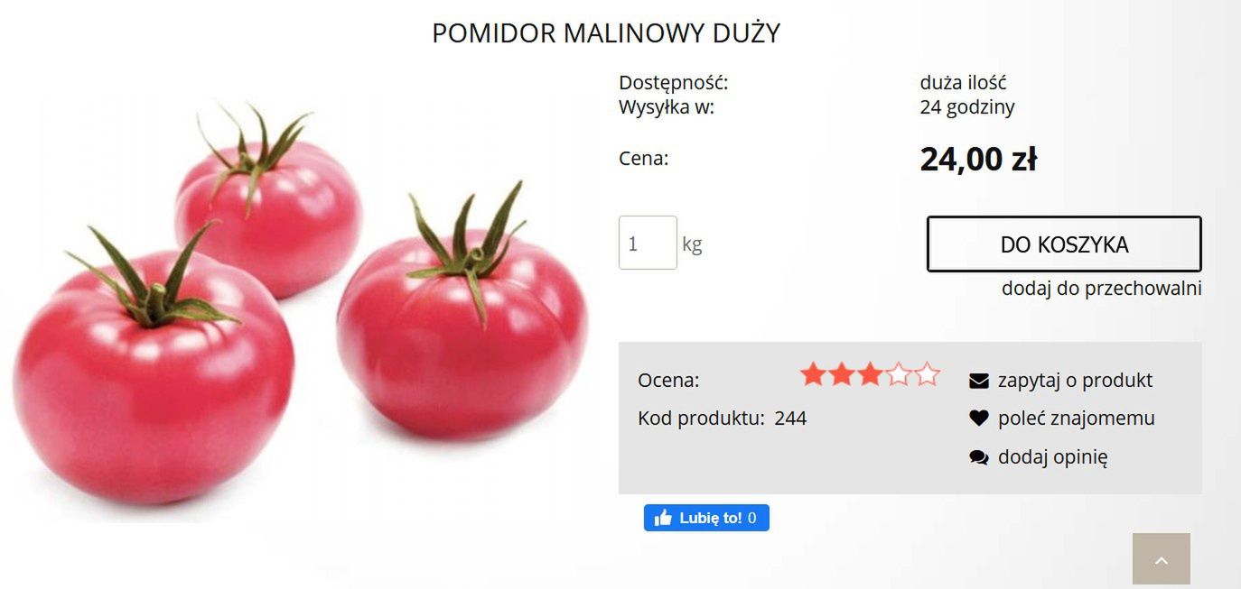 Pomidory w sklepie z naturalnymi produktami