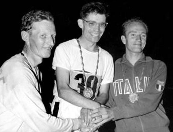 John Ljunggren, Don Thompson, Abdon Pamich - podium olimpijskie w Rzymie fot. domena publiczna