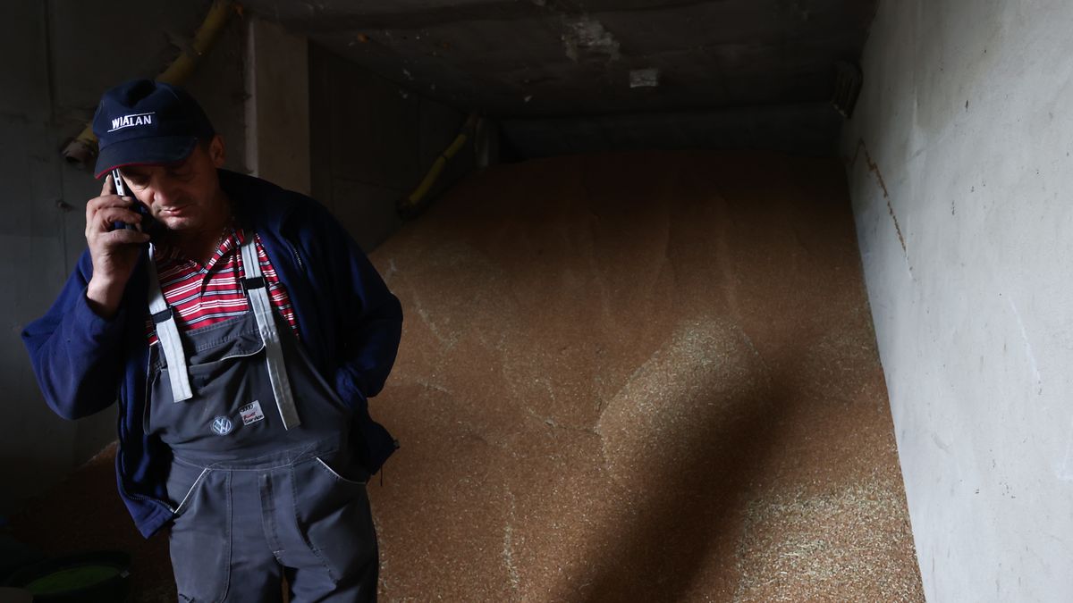 BUCZYNA, POLAND - APRIL 25: Farmer Artur Tabor is seen at his farm in Buczyna, Poland on April 25, 2023. Polish farmers protest as some Ukrainian grain and other products stay in the country during transport abroad. Ukrainian grain is cheaper than local, which has a strong impact on prices on the market. The Polish government temporarily banned imports from Ukraine, but farmers said that other regulations, such as tariffs, are needed. (Photo by Jakub Porzycki/Anadolu Agency via Getty Images)