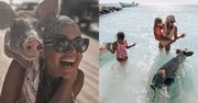 Anna Wendzikowska pluska się ze świniami. Do kąpieli zaprosiła też córki: "Wspomnienie z pięknych Bahamów"