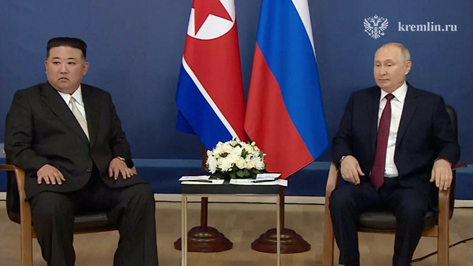 Kim Dzong Un i Władimir Putin 