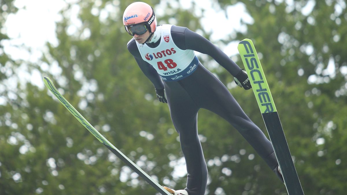WISLA, POLAND - 2022/07/23: Karl Geiger seen in action during the individual competition of the FIS Ski Jumping Summer Grand Prix in Wisla. (Photo by Damian Klamka/SOPA Images/LightRocket via Getty Images)
