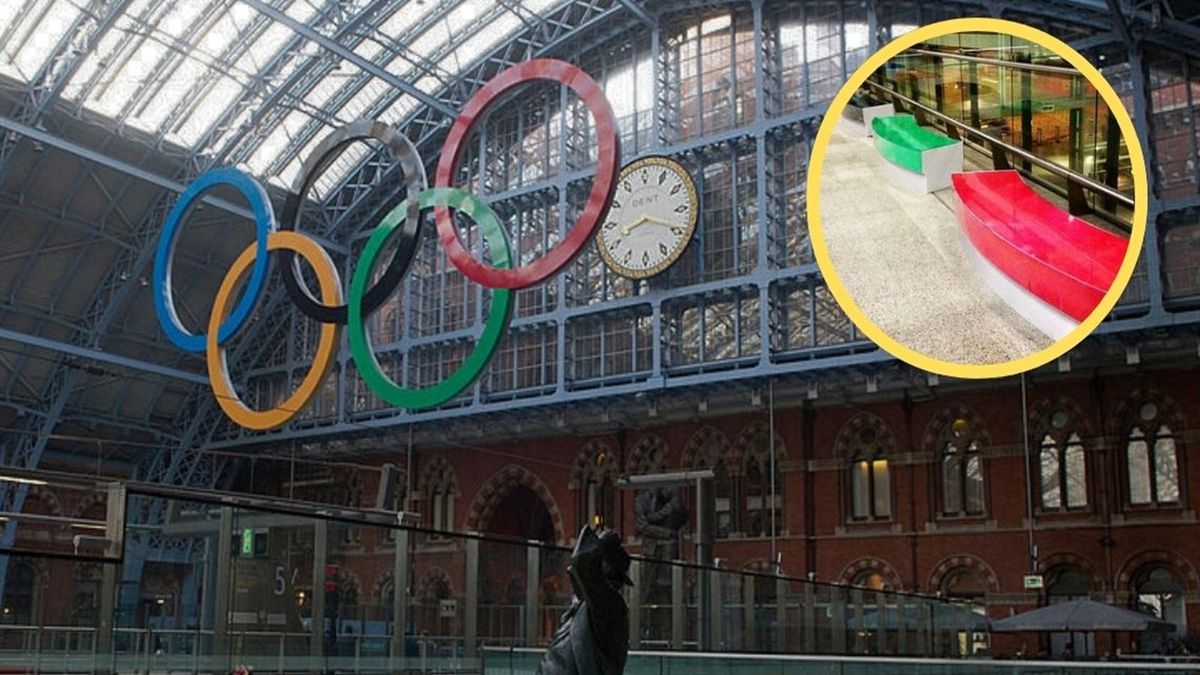 Pierście olimpijskie z Londynu wykorzystane jako ławki na dworcu