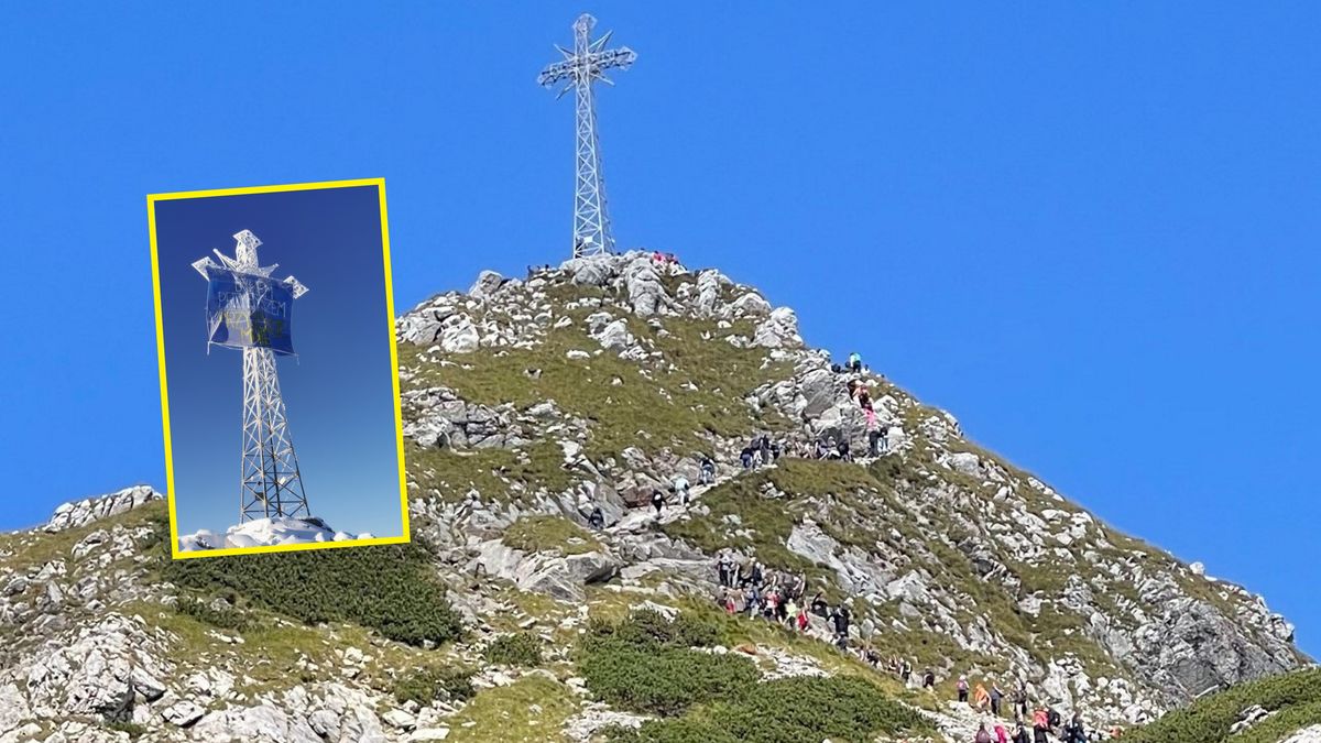 Na krzyżu na Giewoncie  pojawił się kolejny baner. 