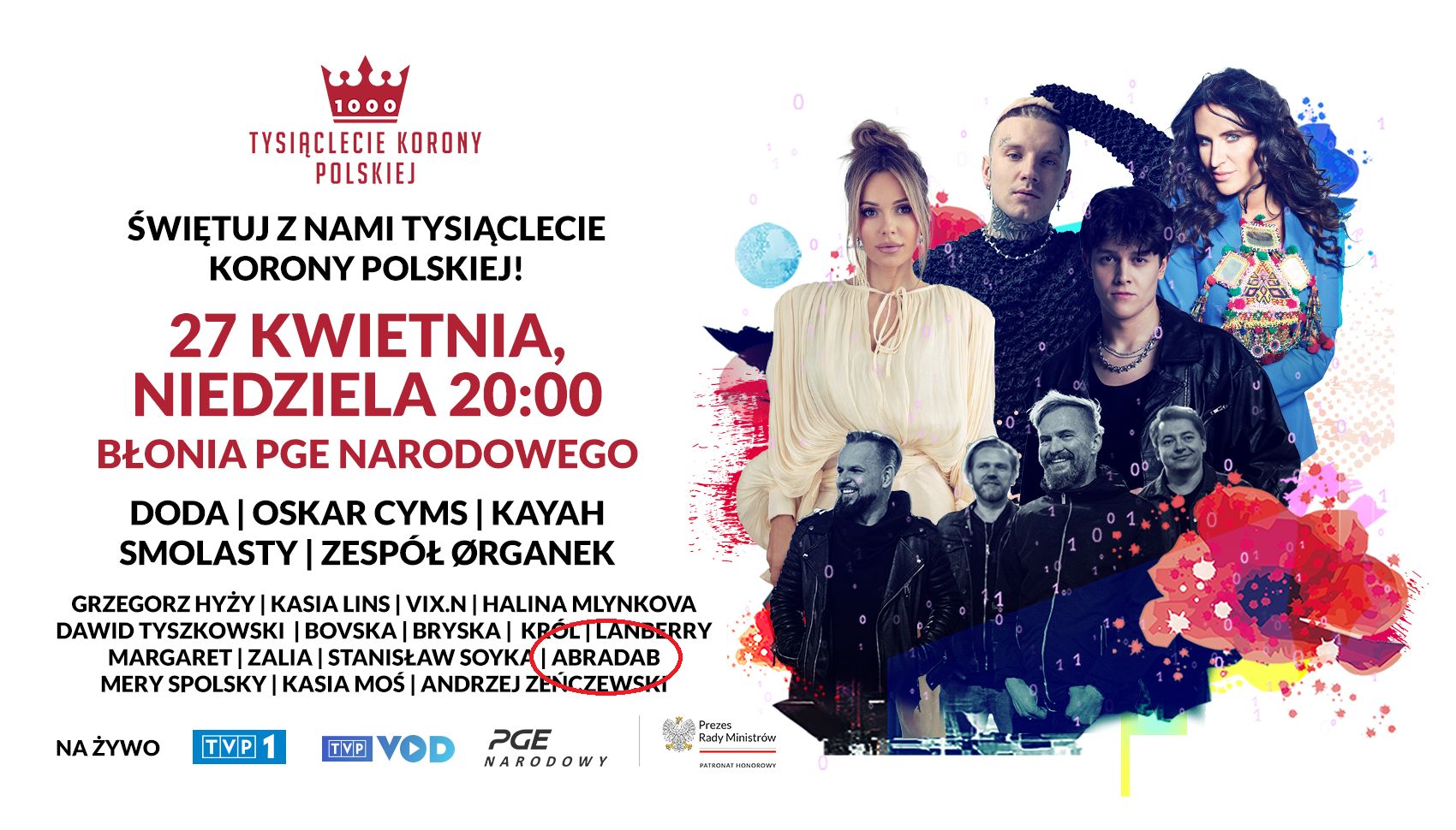 Plakat reklamujący koncert "Tysiąclecie Korony Polskiej"