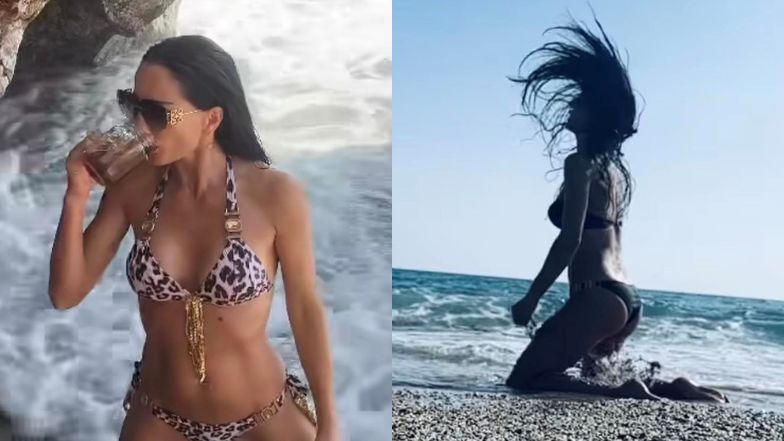 Justyna Steczkowska wygina się na plaży w kusym bikini