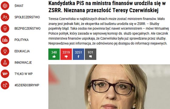 Wirtualna Polska skrytykowana za wytknięcie nowej minister finansów, że urodziła się w ZSRR. „Szokujący atak”
