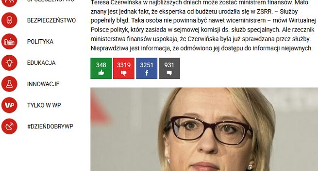 Wirtualna Polska skrytykowana za wytknięcie nowej minister finansów, że urodziła się w ZSRR. „Szokujący atak”