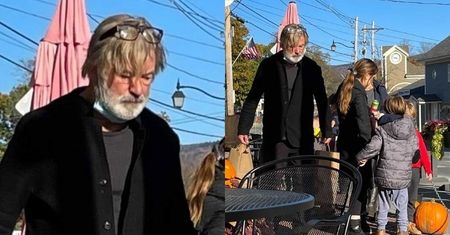 Przybity Alec Baldwin unika ciekawskich spojrzeń na spacerze z żoną i dziećmi   (ZDJĘCIA)