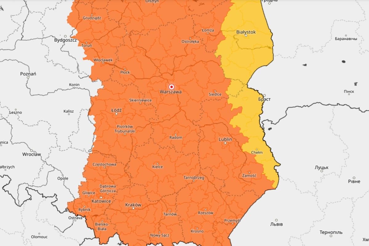 Mapa ostrzeżeń IMGW na środę, 29 maja 2024