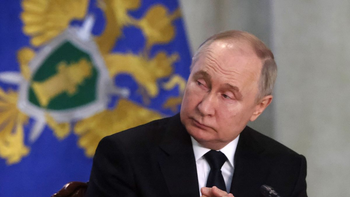 Vladimir Putin Attends Expanded Prosecutor General's Office Meeting
MOSCOW, RUSSIA - MARCH 26 (RUSSIA OUT) Russian President Vladimir Putin gestures during an annual expanded Prosecutor General's Office meeting, March 26,2024, in Moscow, Russia. Dozens people were killed by gunmen during a concert of a local rock band at the Crocus City Hall last week. (Photo by Contributor/Getty Images)
Contributor