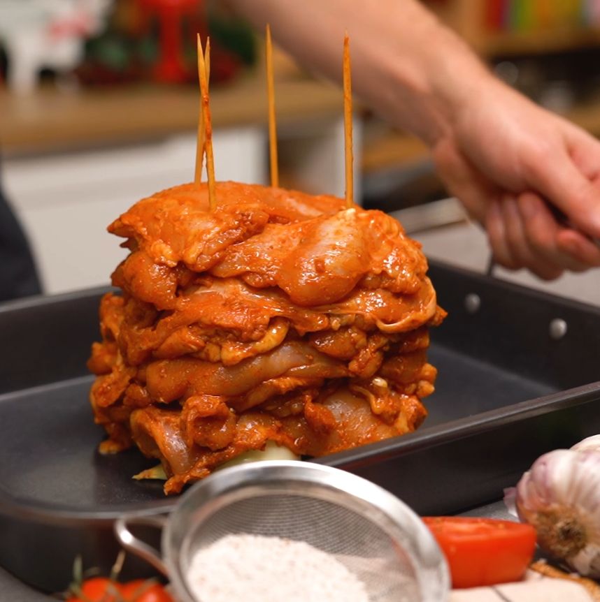 Kebab made from chicken thigh meat