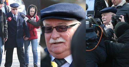 Lech Wałęsa idzie do kościoła otoczony przez dziennikarzy (FOTO)