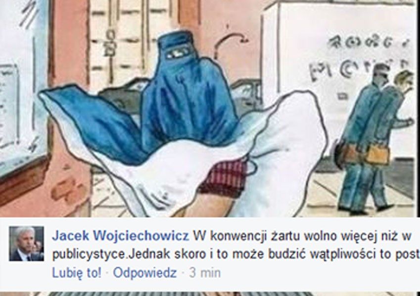 Wiceprezydent Warszawy opublikował antymuzułmański rysunek. "W konwencji żartu wolno więcej"
