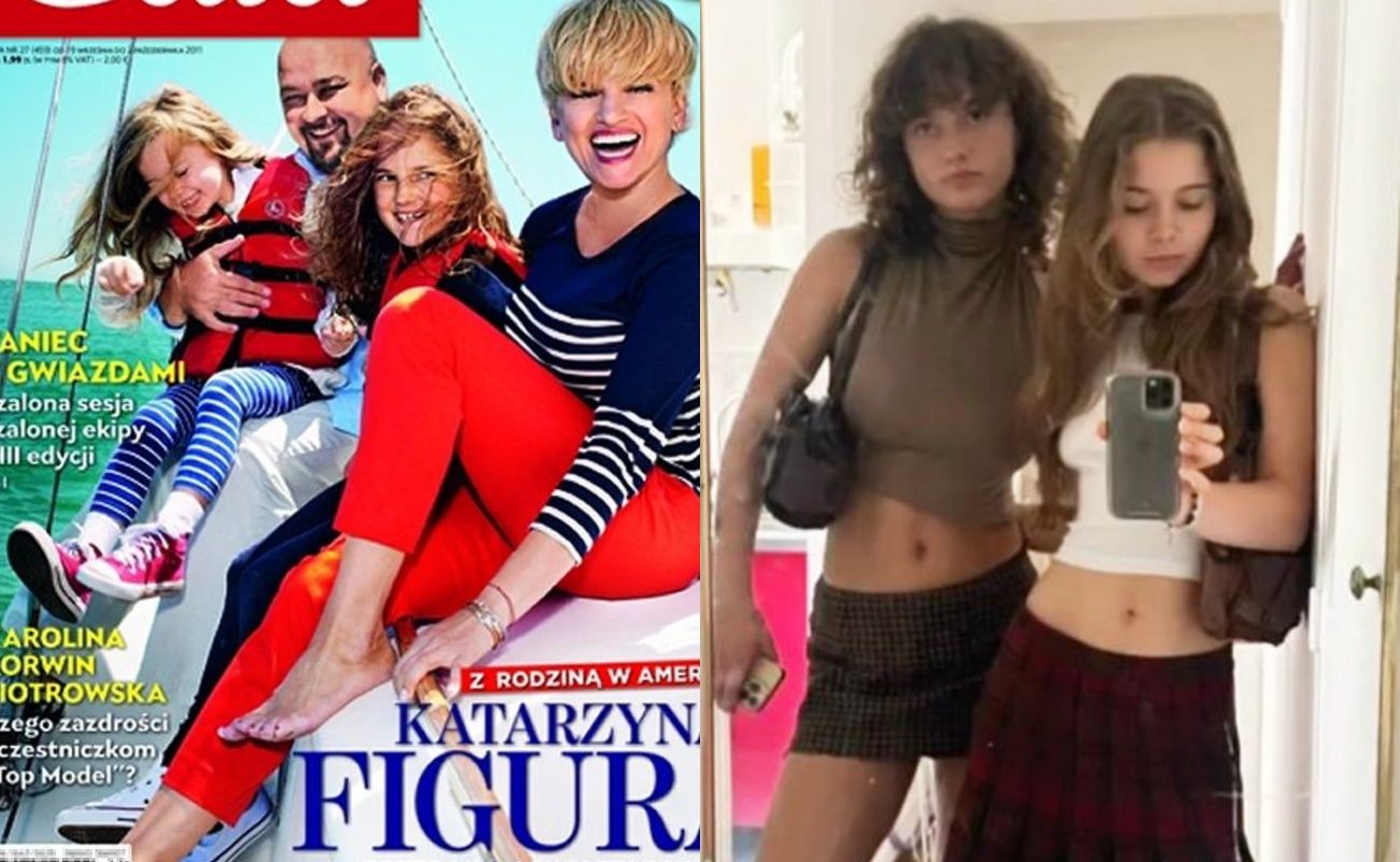 Katarzyna Figura z córkami Kaszmir i Koko