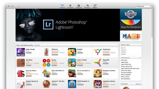 Adobe Lightroom 4 w Mac App Store za 150 dolarów 1