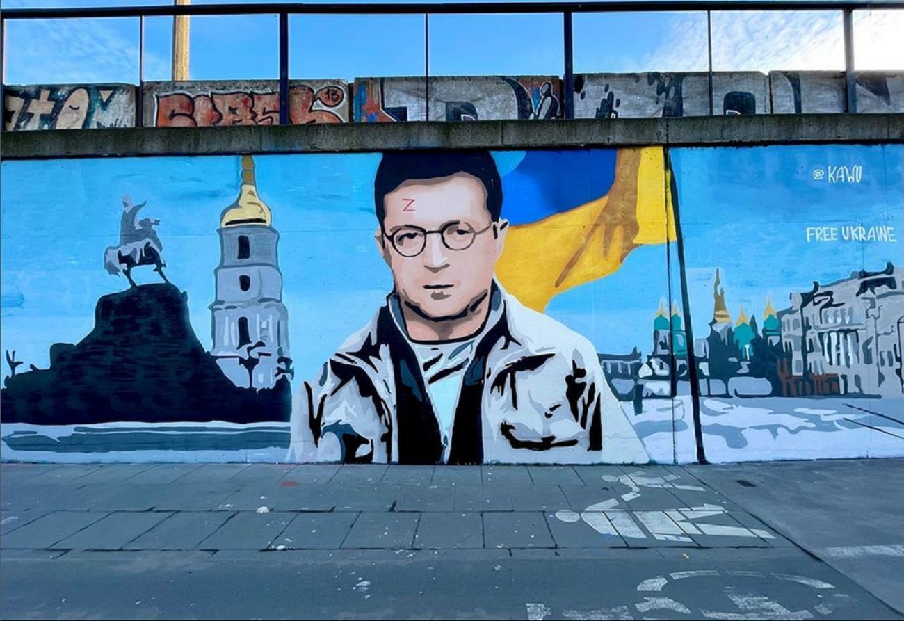 W Poznaniu zamazali wizerunek Putina. Teraz jest tam mural z Zełenskim