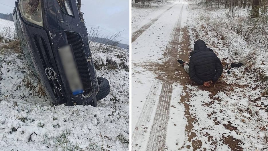 Pijany dachował autem i uciekł