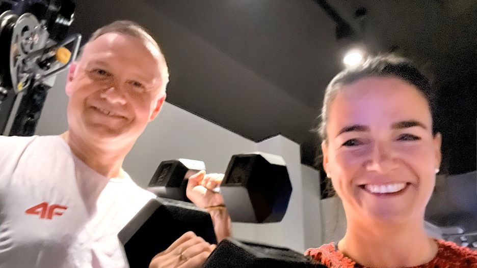 Andrzej Duda i Katalin Novak na siłowni