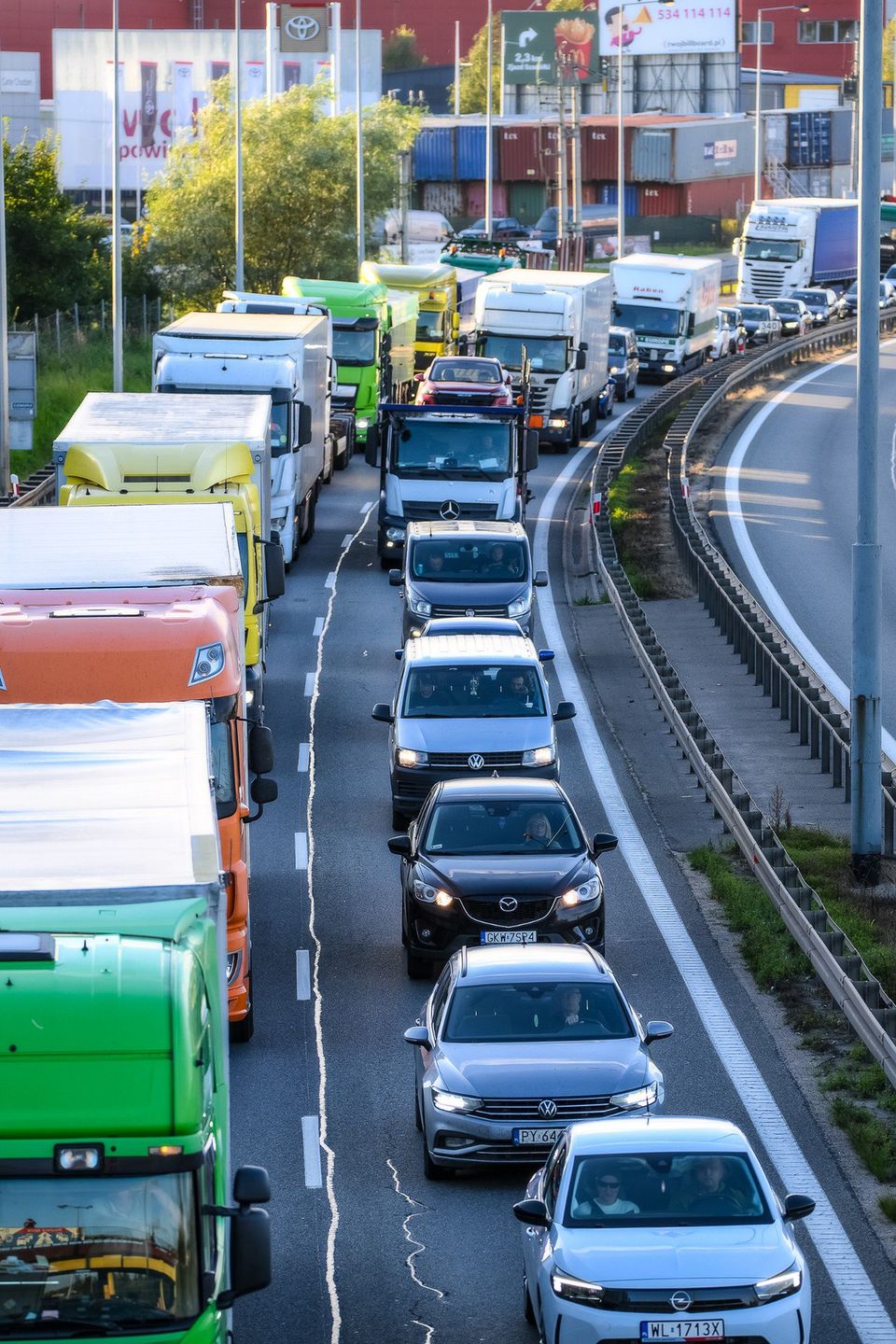 Zator drogowy w czasie prac na odcinku S6 między węzłami Gdańsk Południe a Gdańsk Kowale