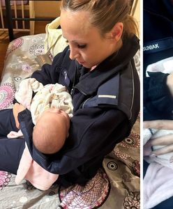 Małe dzieci same na podwórku. W wózku niemowlę i dwie butelki alkoholu