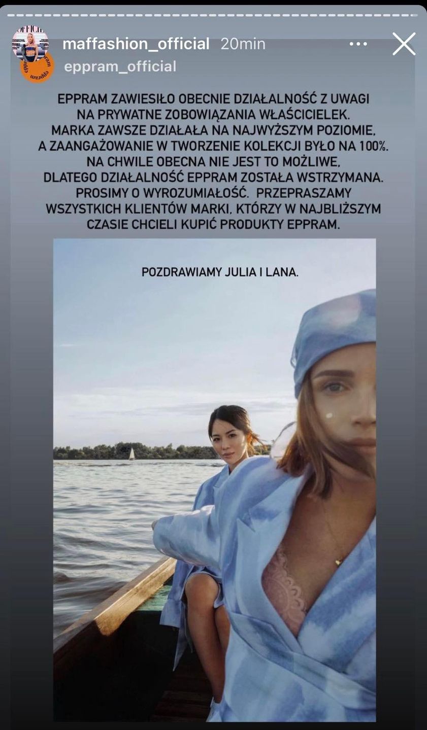 Oświadczenie Eppram opublikowane na profilu marki