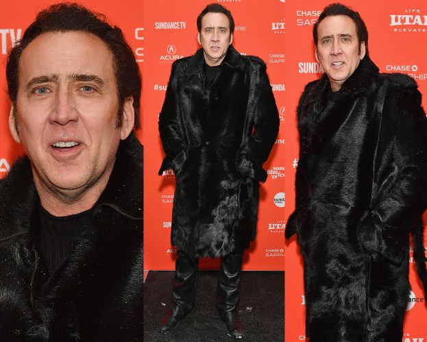 Stylowy Nicolas Cage w kozakach i futrze