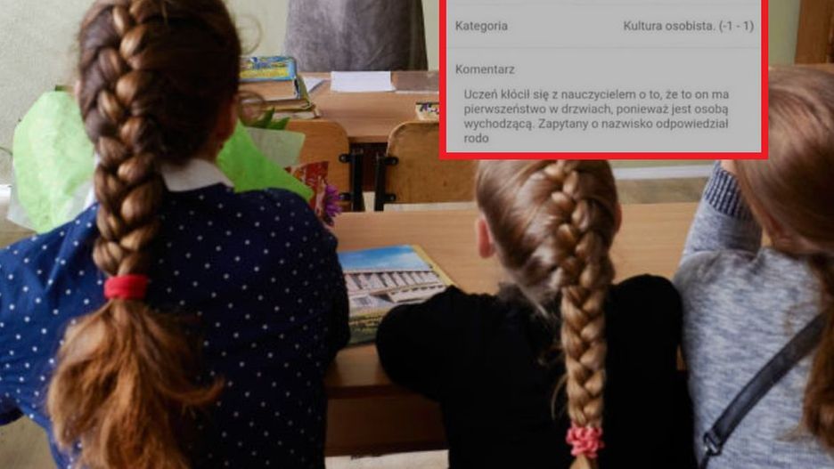 Kłótnia w drzwiach. Uczeń dostał uwagę za jedno słowo