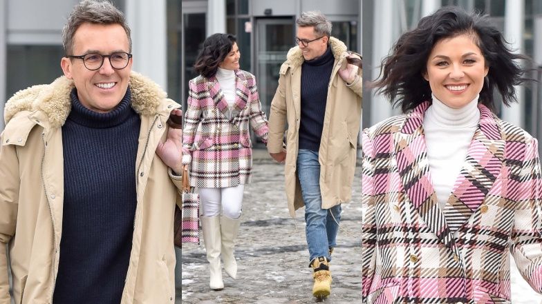 Kasia Cichopek w białych kozaczkach i roześmiany Maciej Kurzajewski opuszczają studio "Pytania na śniadanie" (ZDJĘCIA)