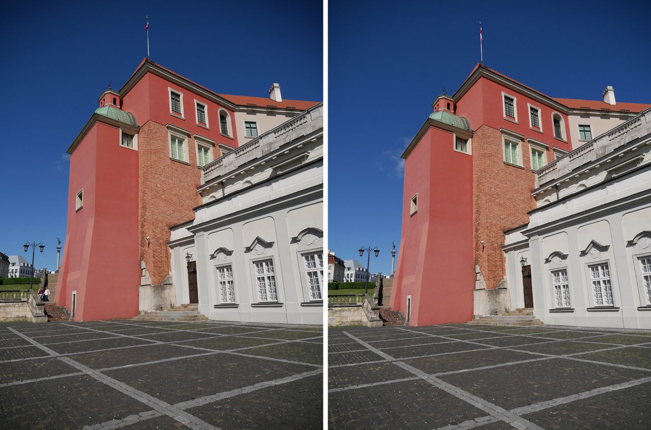 Zoom 12-35 mm, otwarta przysłona, winietowanie z funkcją jego redukcji wyłączoną (lewe zdjęcie) i z włączoną.© Paweł Baldwin