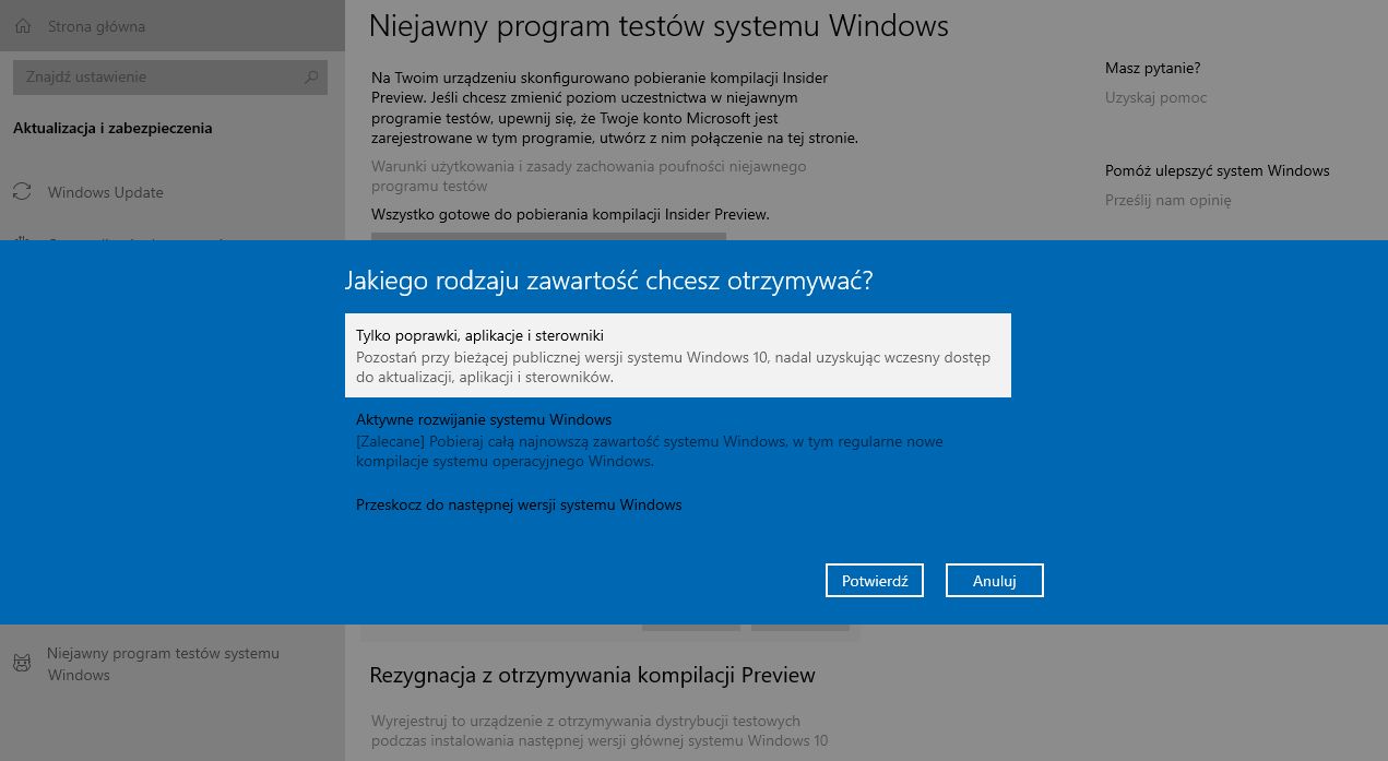 Aby pobrać majową aktualizację już teraz, należy dołączyć do programu Windows Insider i skorzystać z pierścienia "Release Preview".