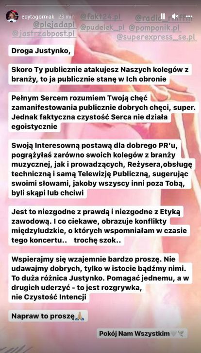 Edyta Górniak uderza w Justynę Steczkowską