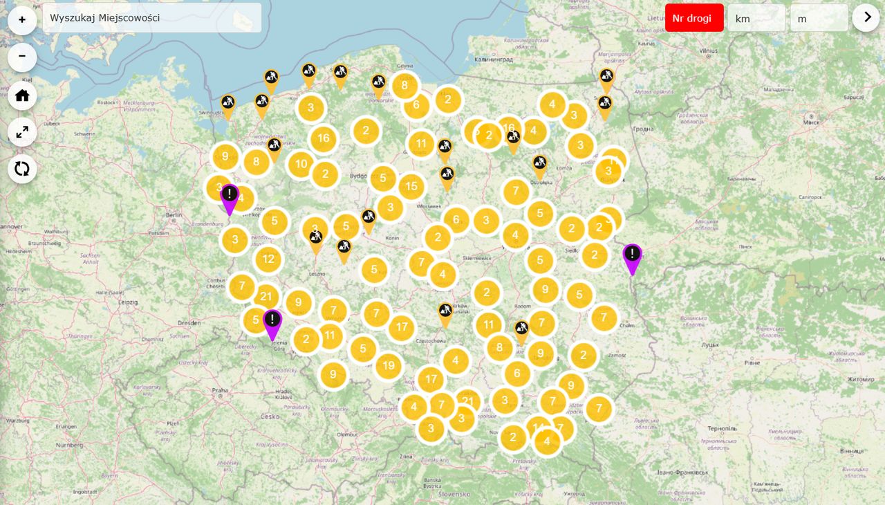 Mapa informacji drogowej. Sprawdź korki i utrudnienia