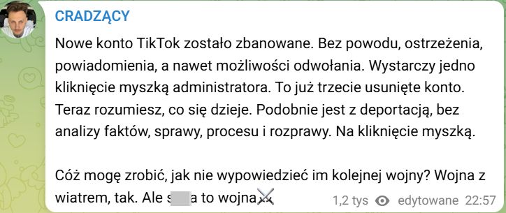 Crawly znów z banem na TikToku