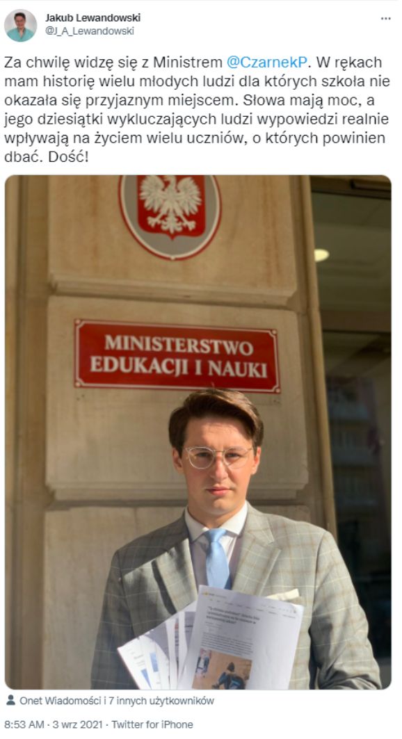 Poranny tweet Jakuba  Lewandowskiego