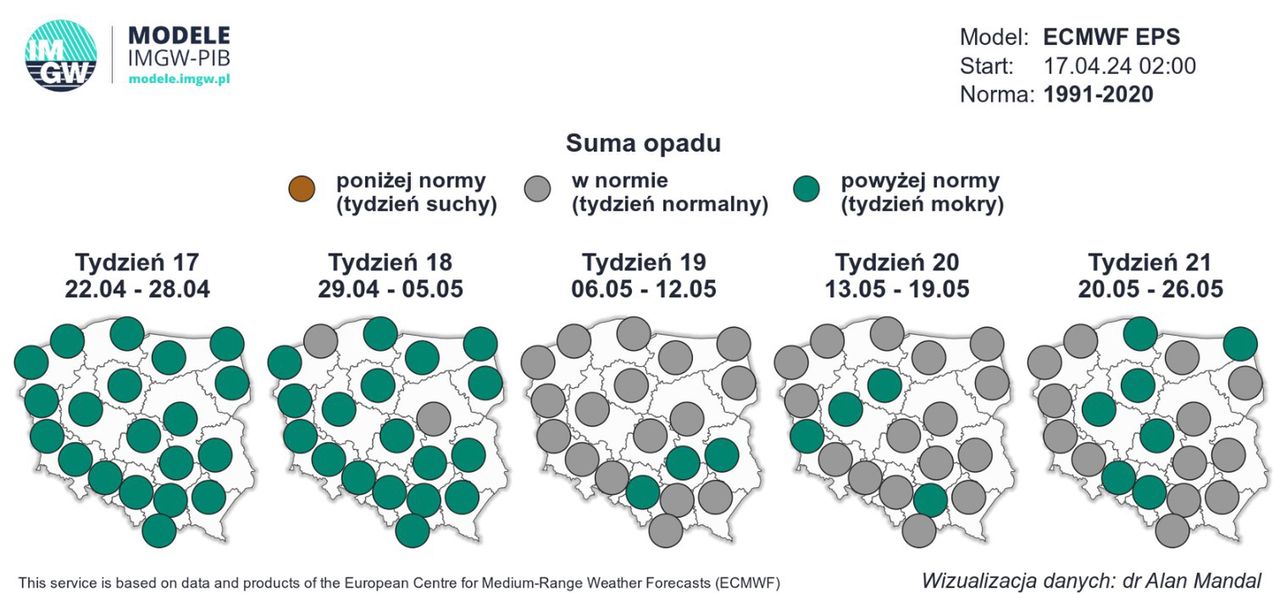 Majówka. Prognoza opadów dla Polski