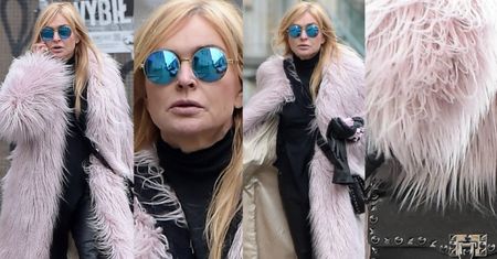Monika Olejnik spaceruje po Warszawie w wielkim futrze (ZDJĘCIA)