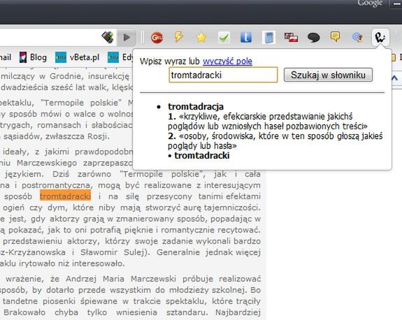 Słownik języka polskiego dla Chrome