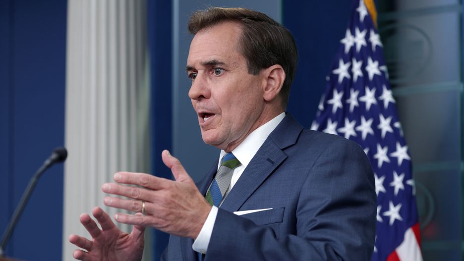 WASHINGTON, DC - JULY 31: National Security Communications Advisor John Kirby speaks during a daily press briefing at the James Brady Press Briefing Room of the White House on July 31, 2024 in Washington, DC. Kirby discussed the killing of Hamas' top leader Ismail Haniyeh in Tehran, Iran by an Israeli airstrike.  (Photo by Alex Wong/Getty Images)