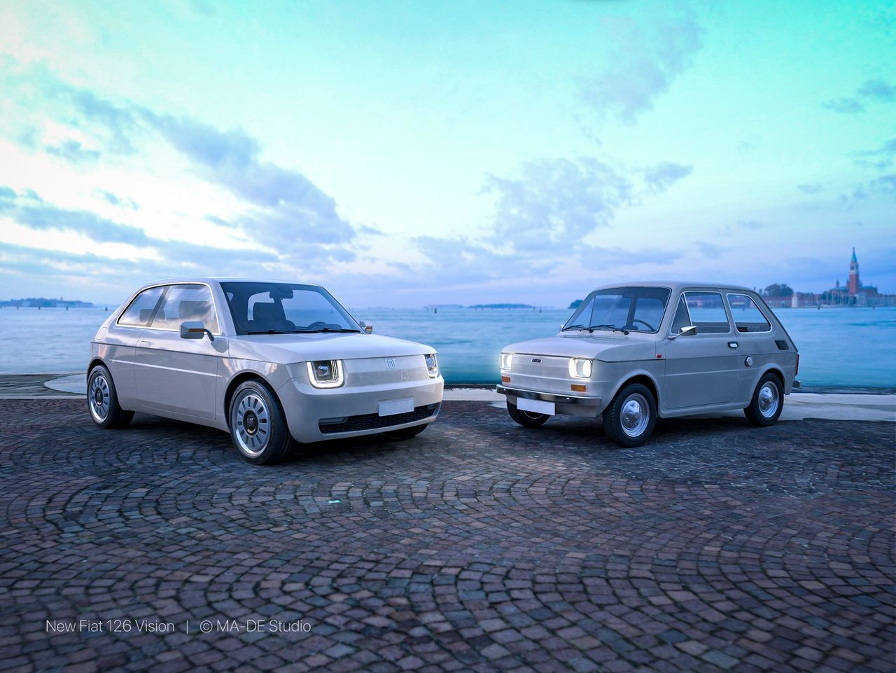 Wizja nowego Fiata 126 wraz z oryginałem (fot. MA-DE studio)