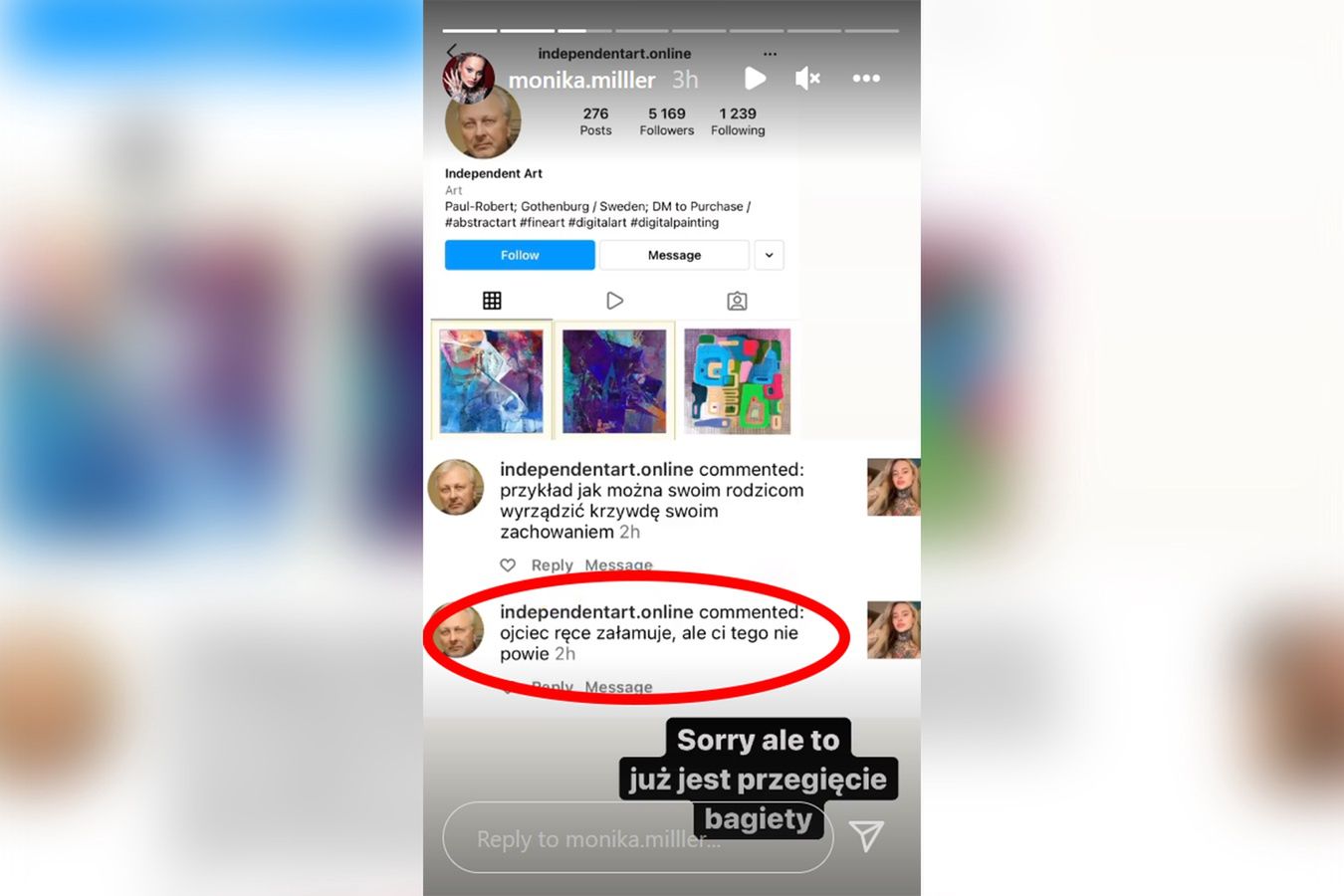 Monika Miller zaczęła rozważać zgłoszenie obrzydliwego komentarza na policję